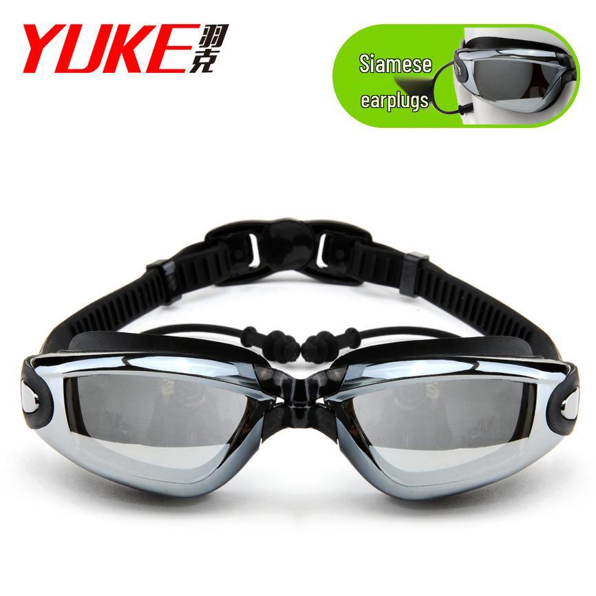 Yuke High-Definition Anti-Fog Adult Swim Goggles with Earplugs for Clear Vision