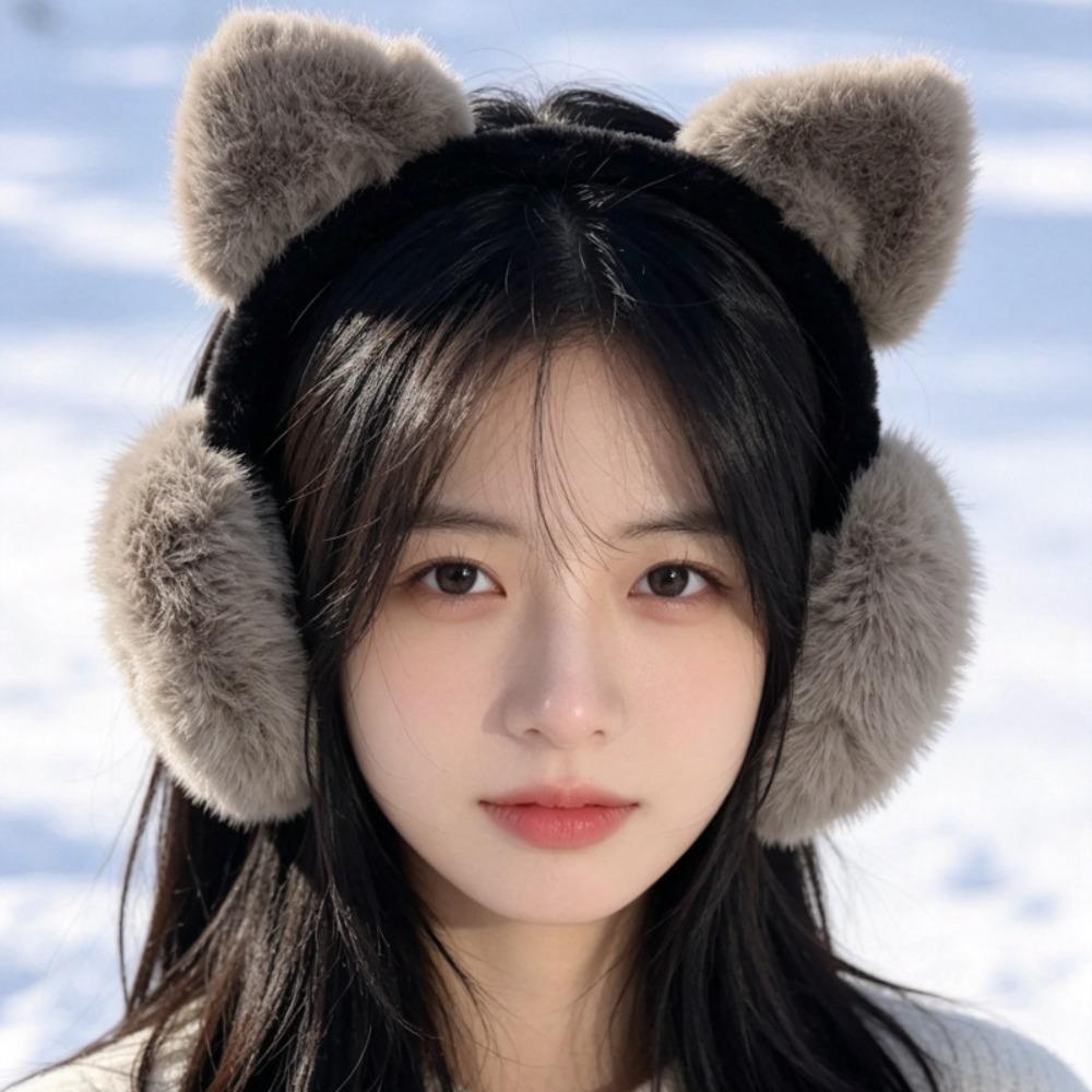 Ear Cap Winter Cat Ears Earmuffs Y2k Faux Fur Ear Muffs Comfortable Leopard Print Ear Mask Riding