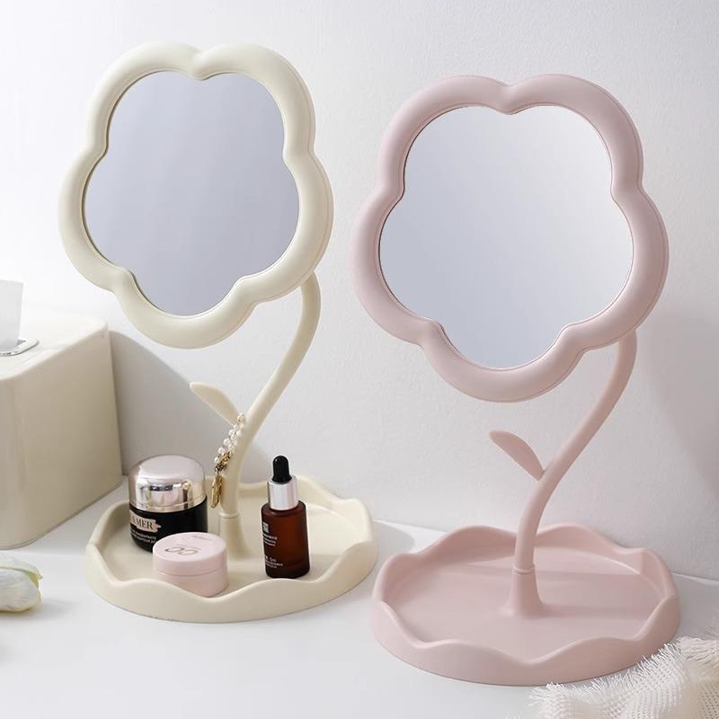 Portable Sunflower Vanity Mirror - Compact Desktop Beauty Mirror for Men and Women, Ideal for Bedrooms and Dorms.