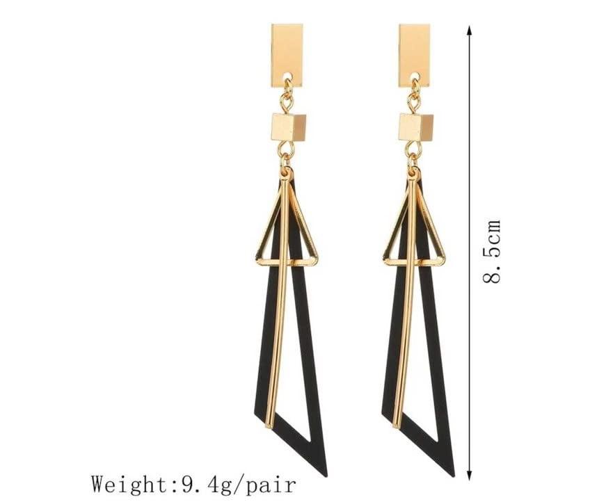 Fancy Hollow Triangle Long Geometric Drop Earrings for Girls & Women
