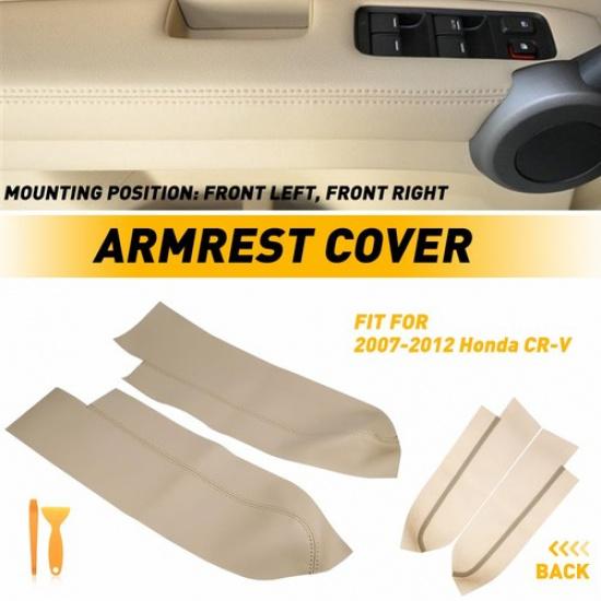 

Fits for 2007-2012 Honda CR-V Front Door Panels Armrest Leather Cover Trim Beige