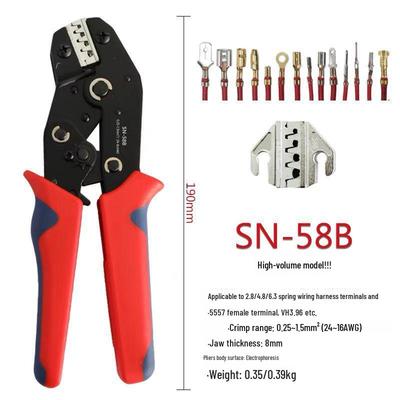 SN-58B Pliers for Wiring Harness Terminals: Compatible with 2.8mm/4.8mm/6.3mm Plugs and VH3.96 Connectors.