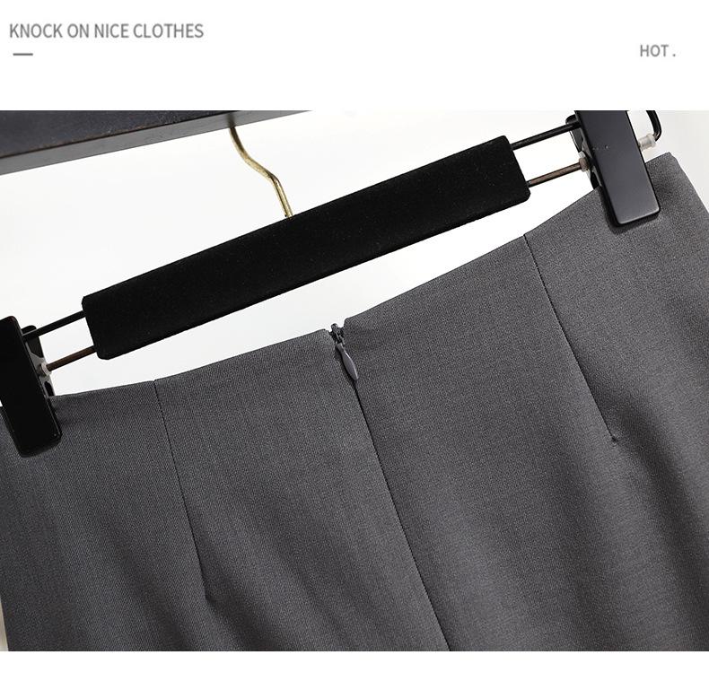 French Gray Irregular A-Line Pleated Midi Skirt - High Waist, Summer 2025