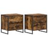 Nightstand Set of 2 Smoked Oak Finish 50 X 39.5 X 50 Cm Particleboard