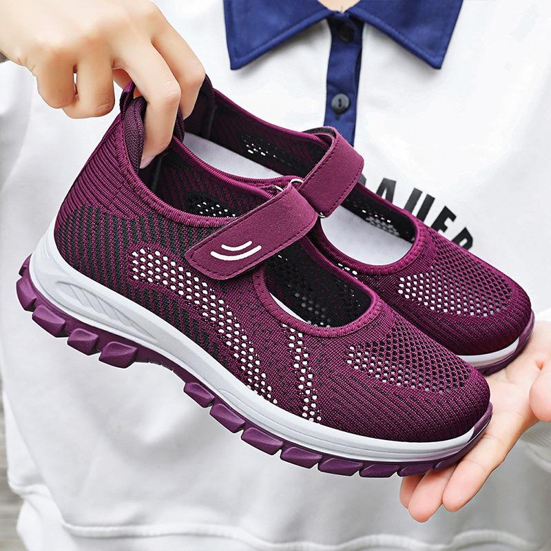 Women's Mesh Walking Shoes, Breathable Shoes for Middle-aged and Elderly Mothers, Hook-and-loop Closure Women's Shoes, Elderly Shoes.