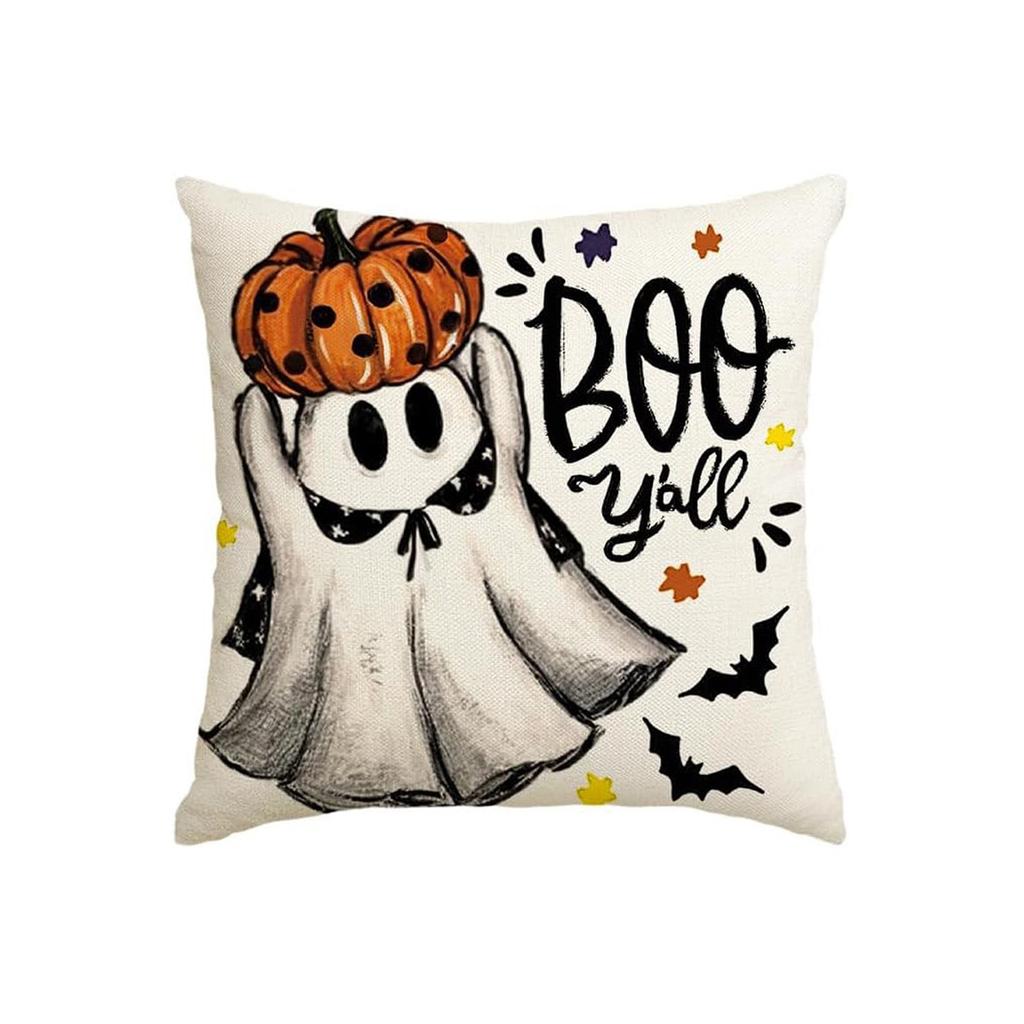 Halloween Decorative Linen Throw Cover With Single Sided Print ( Insert Not Included)