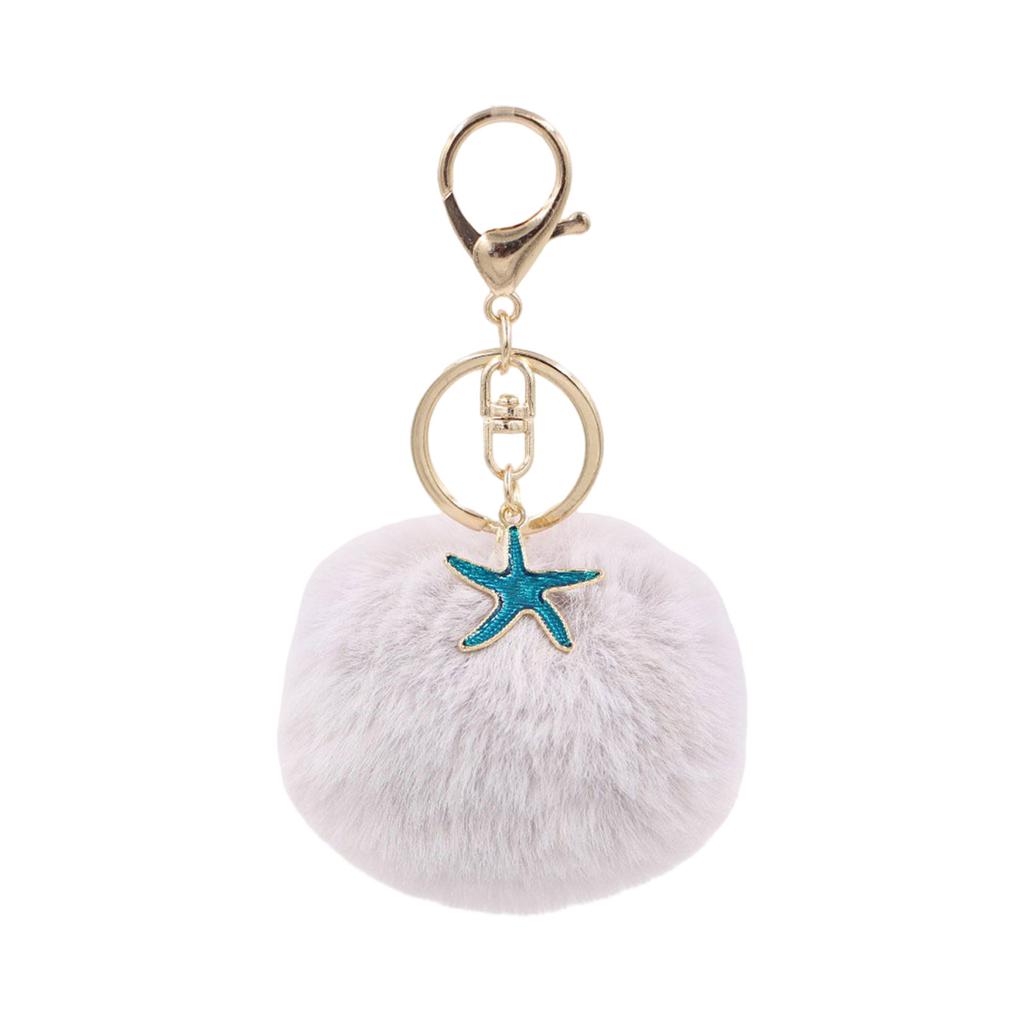 Soft Plush Starfish Keychain Accessory Durable Starfish Furry Sphere Keychain Key Chain Accessory for Fashion Lovers