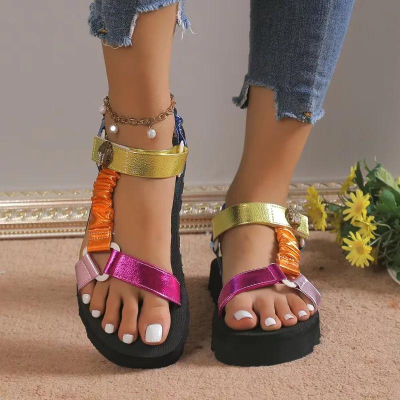 Fashion 2025 New Summer Outdoor Beach Casual Sandals Fashion Women Sandals Color Flat Casual Light Shoes for Ladies Zapatillas Mujer