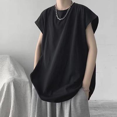 Pánská volná vesta bez rukávů ve stylu Hongkong – Trendy letní univerzální sportovní tričko pro mládež