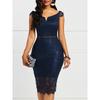 Solid Color Lace Hip Hugging Dress Women's Pure Color Sleeveless Lace Sheath Dress