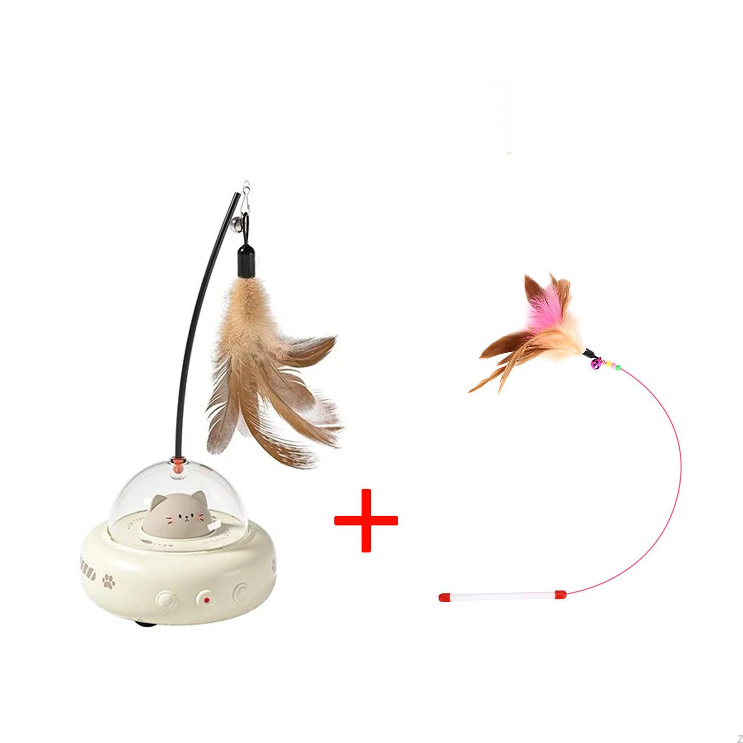 

Умная игрушка-дразнилка для кошек, электрическая палка-дразнилка для кошек в виде НЛО с колокольчиком, обучающие игрушки для домашних животных, сменные перья и интерактивная проволочная палка для щекотки кошек Matches the image