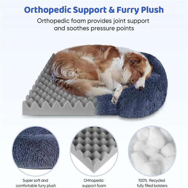 Grand lit pour chien en peluche pour animal de compagnie, coussin épais d'hiver, lit de couchage pour chien, canapé amovible, petit et grand chien