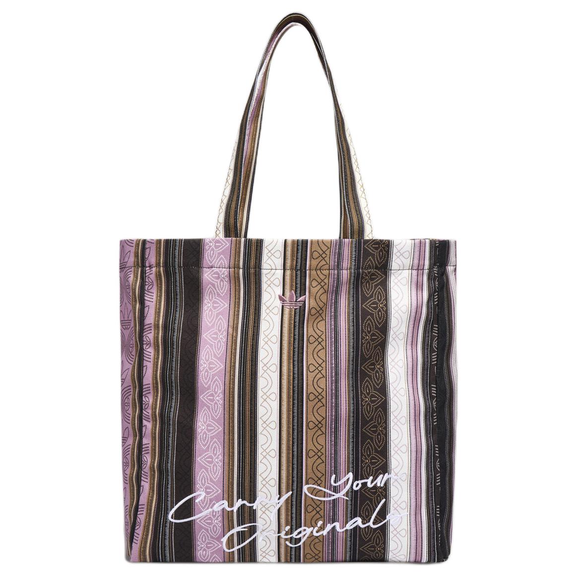 Adidas Originals Fashion Stripe Print Fabric Tote Bag Women Tote Bags Multicolor KU2761 Multicolor