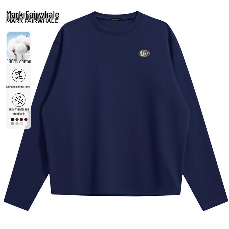 Mark Fairwhale Men's Pure Cotton Round Neck Long Sleeve T-Shirt