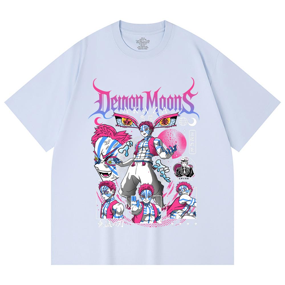 230 Gsm 100% Cotton Demon Slayer V31 Akaza Print Unisex Heavy Cotton T Shirt