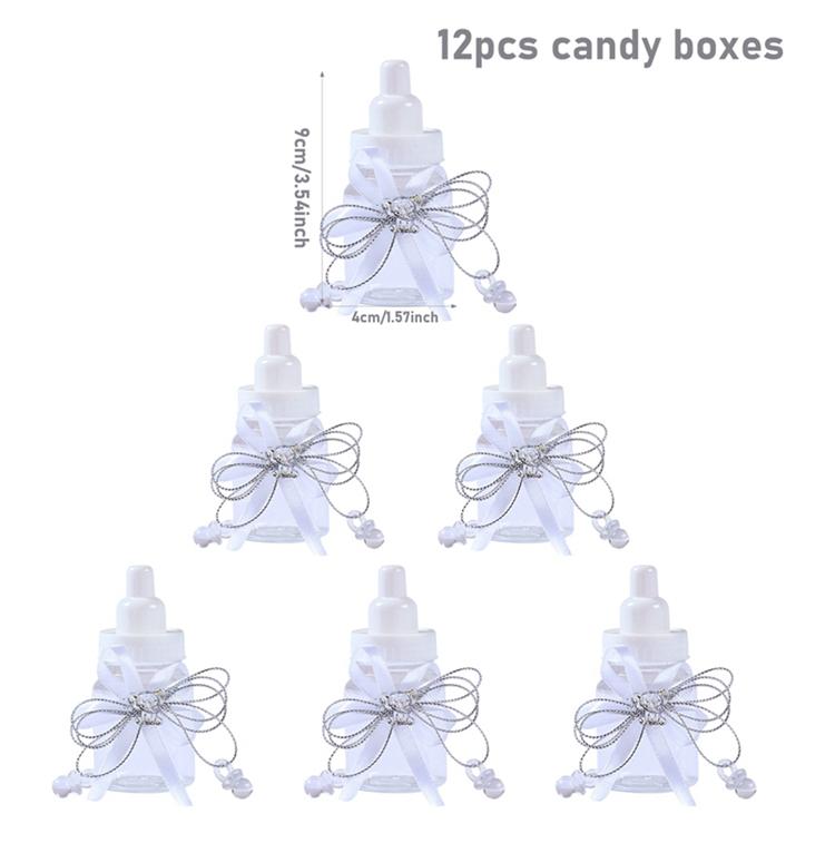 12Pcs Mini Baby Bottle Candy Box Gender Reveal Party Decorations Pink Blue Gift Box Bottle Baptism Baby Shower Party Favors