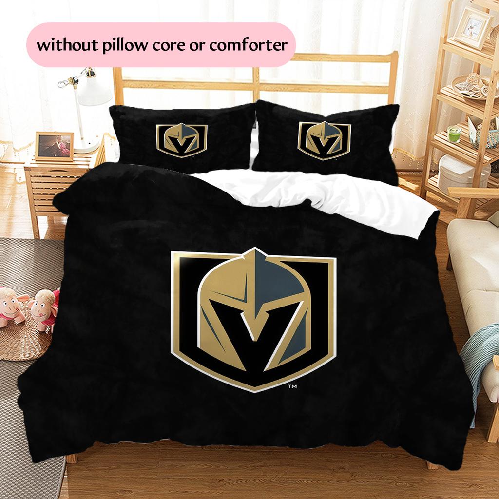 Ensemble de couette à motif Vegas Golden Knights2 Décoration de maison Cadeau (1 * housse de couette + 2 * taie d'oreiller sans garnissage)