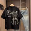 Summer Men'S Short Sleeve Casual Cartoon Printed Crew Neck Top Versatile Half Sleeve Trendy Bottom T-Shirt