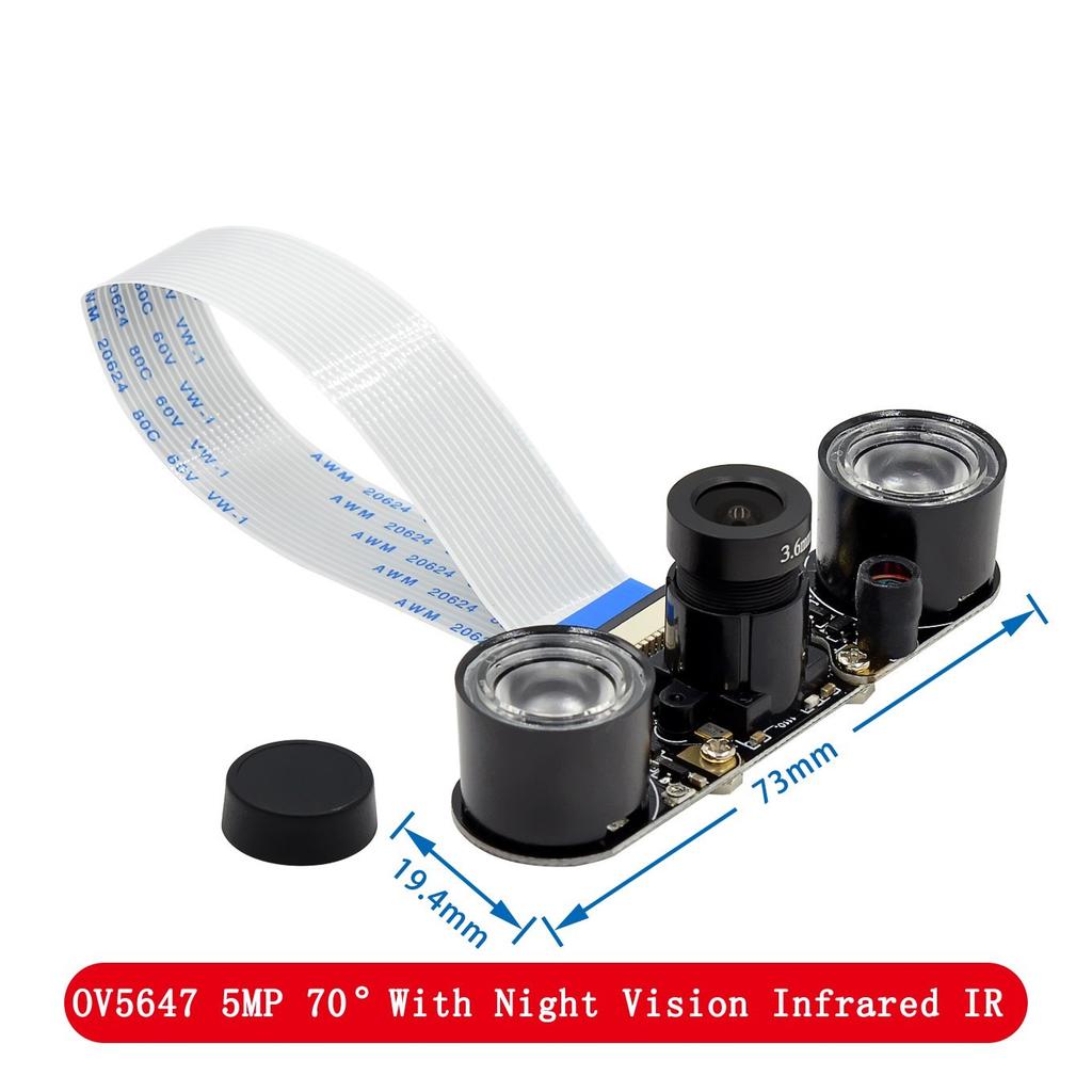 For Raspberry Pi 4 Night Vision Fisheye Camera 5MP OV5647 70/95/160 Degree Focal Adjustable Camera for Raspberry Pi 3 Model B