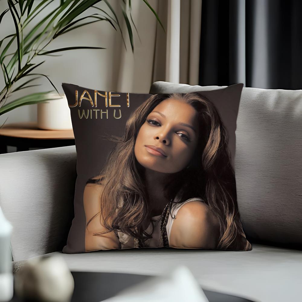 Fashion JJanet Jacksoning Cushion Cover Antidustmite Pillowcase Invisible Zipper Silky Short Plush Sofa Cushion Cover