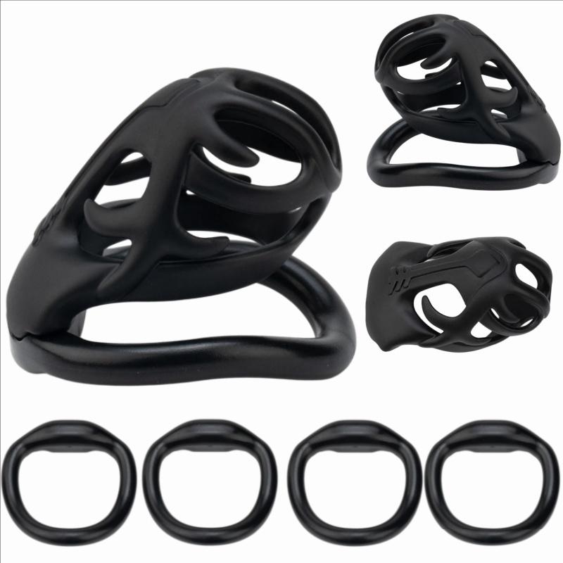 ABS Antler Design Sissy Chastity Cage Breathable Design 3D Invisible Lock with 4 Ring BDSM Toy Bondage Fetish Sex Toy for Male