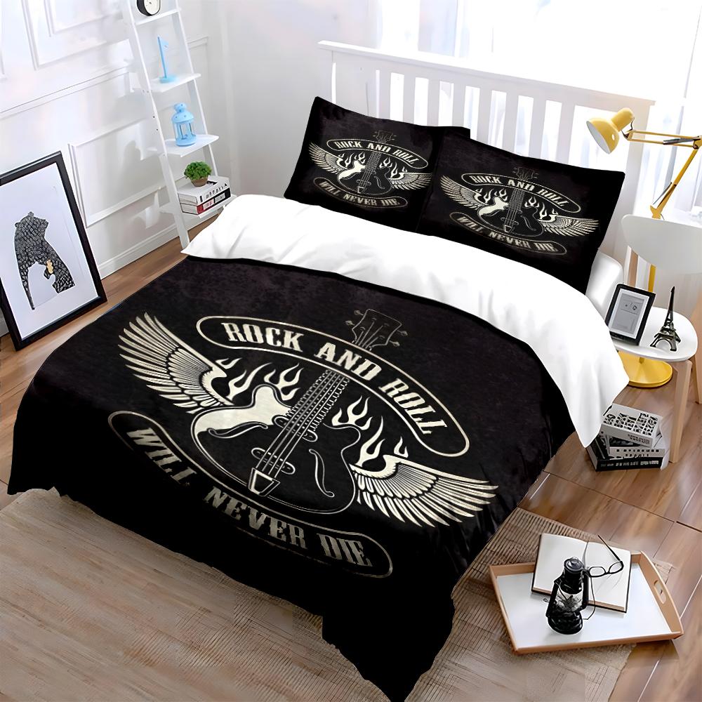 Rock and Roll Guitar Design Bedding Set Bedding set (1 duvet cover, 2 pillowcases, duvet not included)