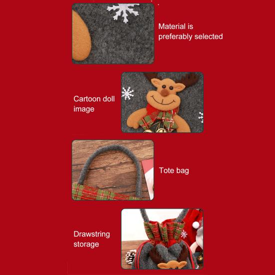 Christmas Gift Bags 3D Snowman Santa Elk Doll Reusable Xmas Burlap Sacks with Handle for Christmas Party Favors Holiday Presents Wrapping