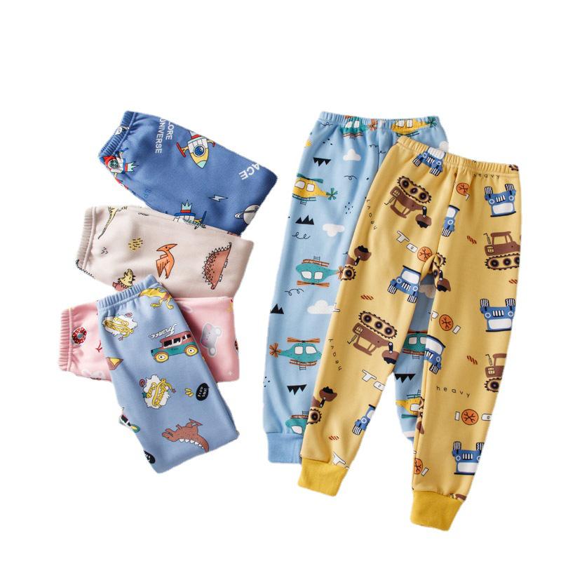 Children's Fleece-Lined Winter Pants - Thick, Warm, Printed Style for Boys & Girls