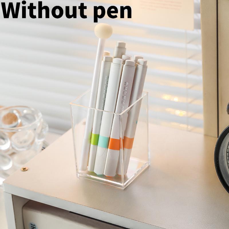 Large Capacity Acrylic Pen Holder - Multi-Function Transparent Divided Storage Box, Desktop Stationery Organizer