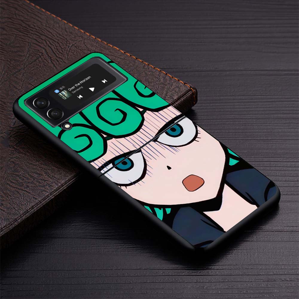 One P-Punch-Man Tatsumaki Hard Black Cover for Samsung Galaxy Z Flip 7 6 5 4 3 5G Phone Case Flip7 Flip6 Flip5 Flip4 Flip3 Patte