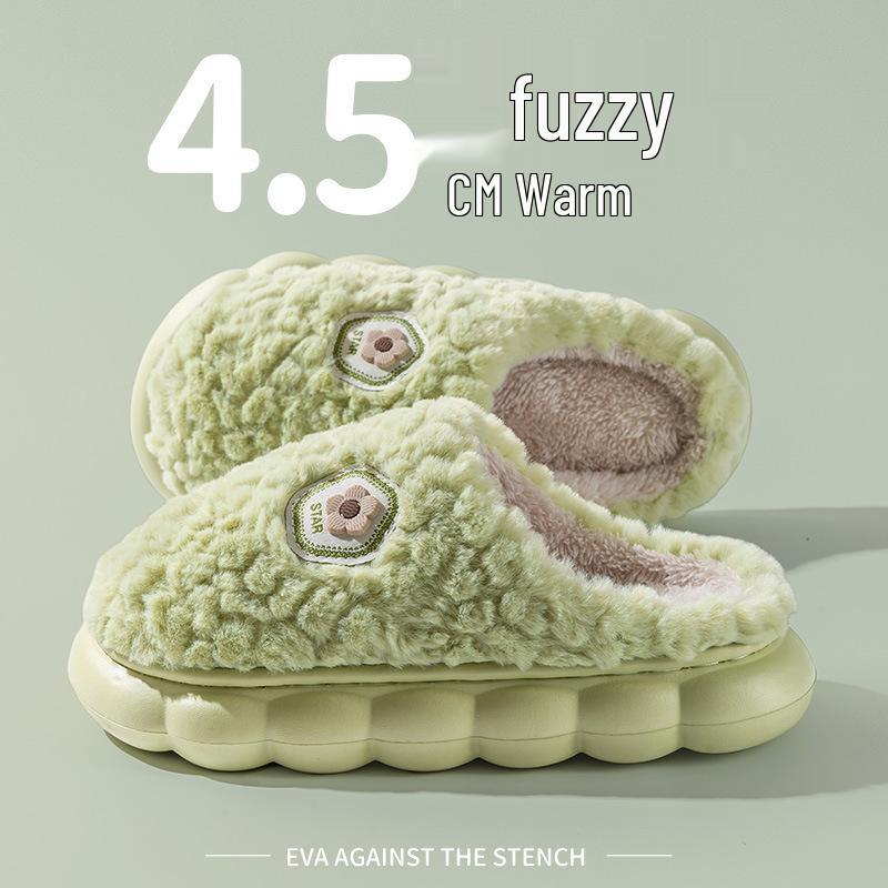 Pánské a dámské teplé, protiskluzové, plyšové bavlněné pantofle se silnou podrážkou na podzim/zimu