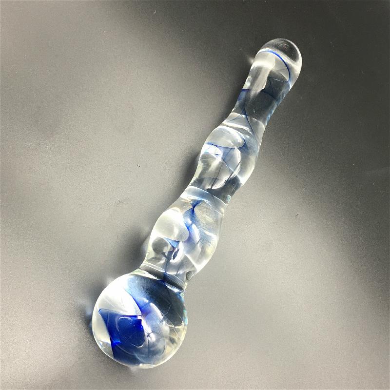 Blue Wave Pattern Clear Ball Bead Crystal Glass Quantity Plug