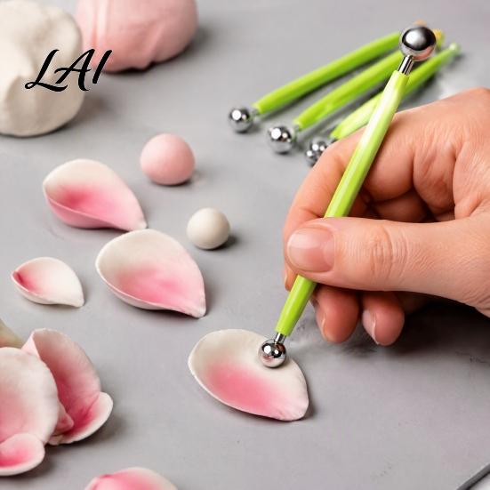 Pottery Modeling Tools 4Pcs Polymer Clay Sculpting Stick Set Shaping Tool with Stainless Steel Ball 4 Size DIY Fondant