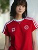 THE GREEN LAB Soccer Football Color Block Short Sleeve T-Shirt [Red]