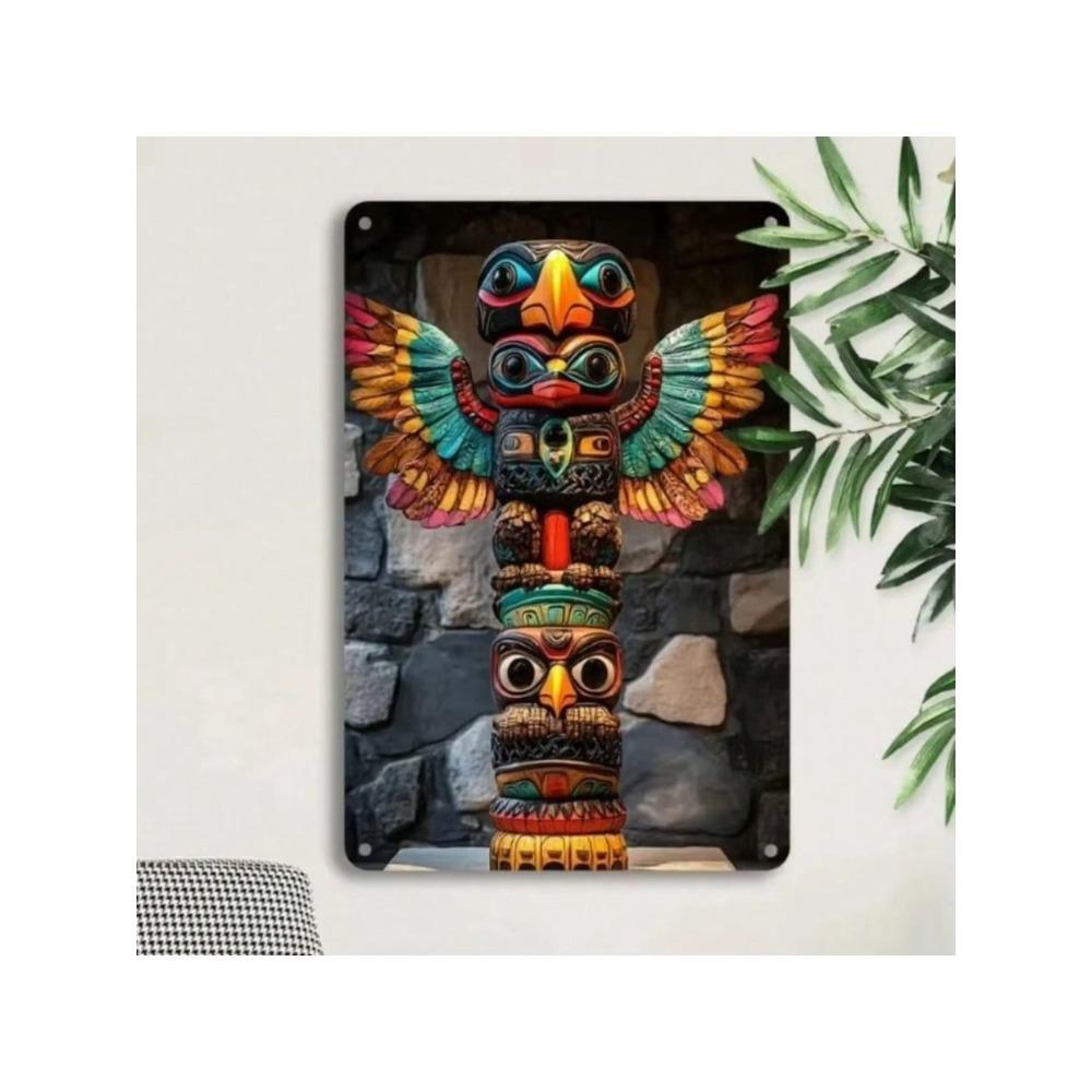 Vintage Metal Wall Art Retro Totem Stone Decor Panel