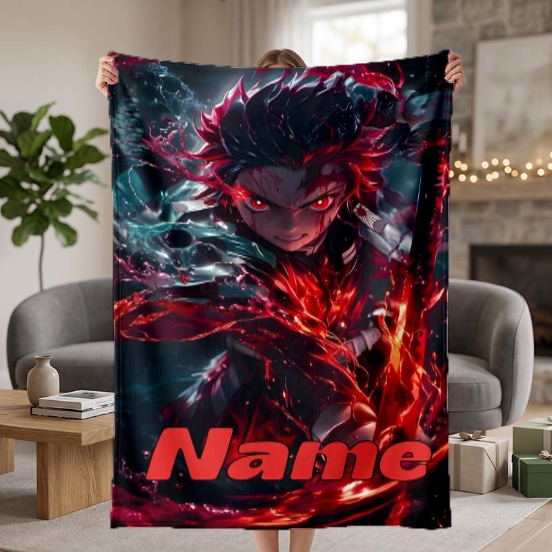 Tanjiro Custom Flannel Blankets Soft Warm Cozy Throws for Home Decor Holiday Gifts