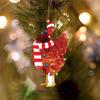 Cute Christmas Chicken Hanging Decoration Acrylic Rooster Ornament with Santa Hat & Scarf Pendant for Xmas Tree, Home&Party Gift