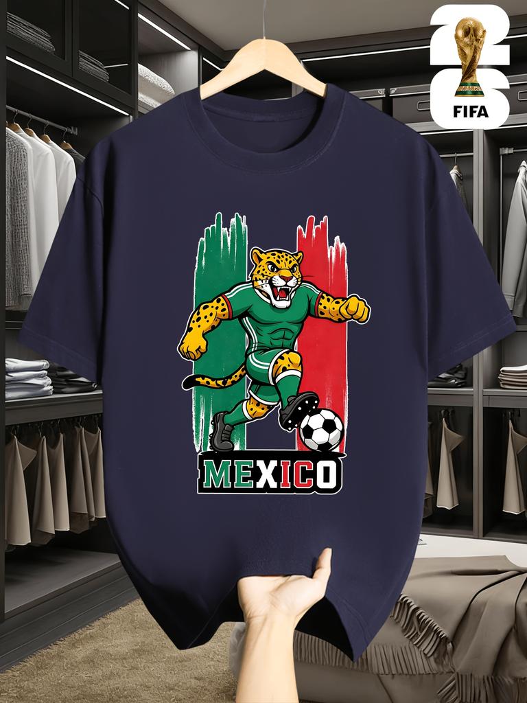 2026 USA-Mexico World Cup, FIFA Men's Basic and Fun Printed Short-sleeved T-shirt, Perfect for Summer Outings