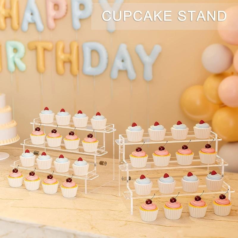 Acrylic Clear Display Stand Perfumes Organizer Acrylic Shelves Cupcake Shelf for Figures Food Desserts Holder Stand