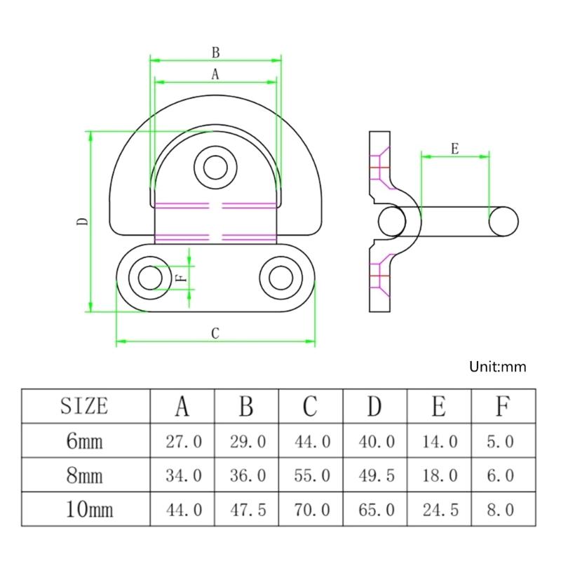 D Ring Deck Folding Pad Eye Lashing Tie Down Cleat Heavy Duty Tie 6mm / 8mm / 10mm for Yacht Motorboat Marine Trailer