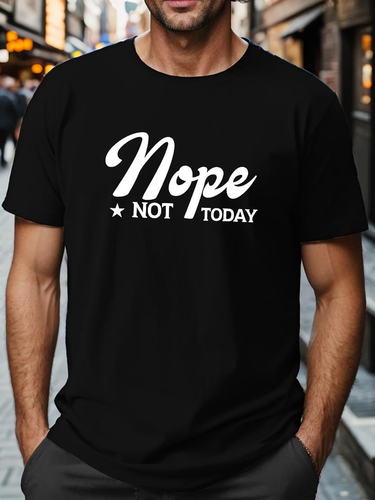 Plus Size Men's "Nope Not Today" Graphic Print T-shirt Fashion Casual Sports Short Sleeve Tees for Summer, Men's Clothing, PLUS SIZE