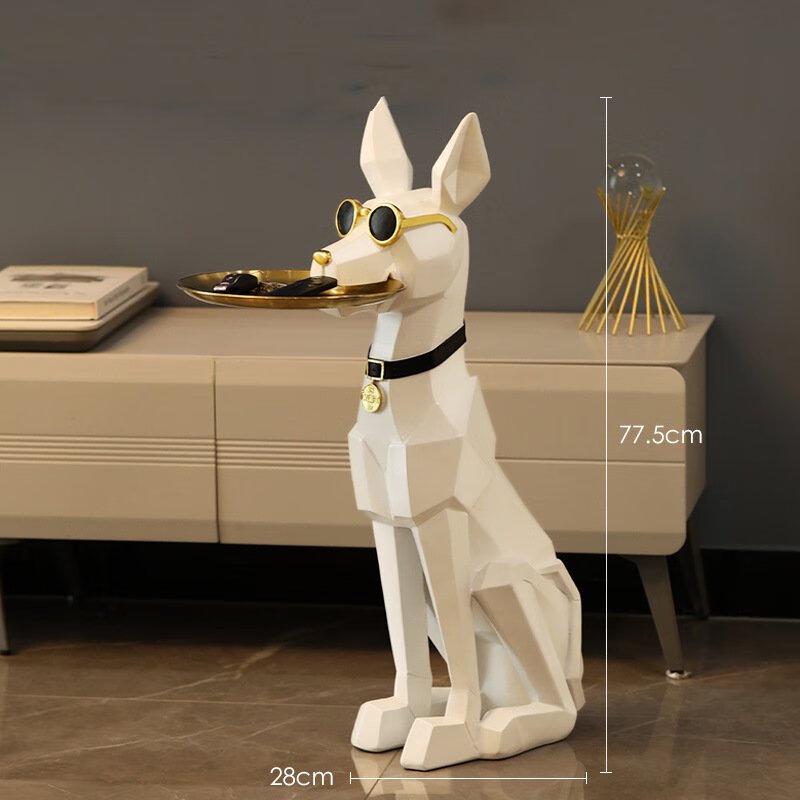 Cartoon Doberman Dog Butler Statue with Storage Tray