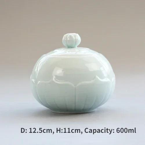 Canister for Loose Tea, Chinese Porcelain Puer Tin, Caddy, Ceramic Canister, Airtight Coffee, Household Jar, Storage Container