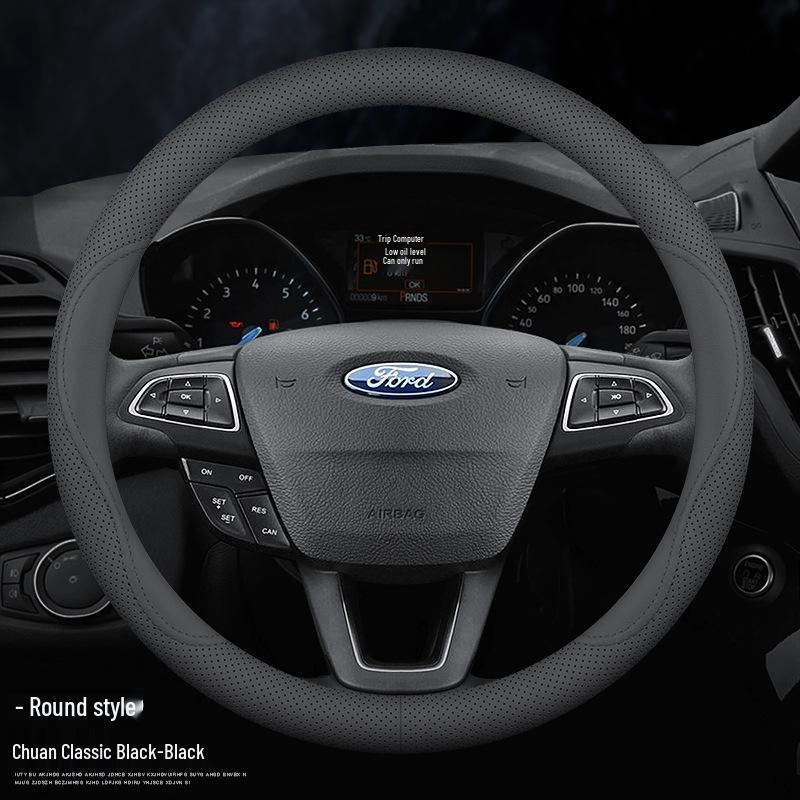 Ford Steering Wheel Cover: Genuine Leather for Mondeo, Edge, Kuga, Focus, Fiesta, Explorer, Mustang