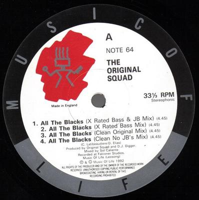 12inch Record ORIGINAL SQUAD - All The Blacks NOTE64 Music Of Life 1992 US Rap & Hip-Hop/R&B Used