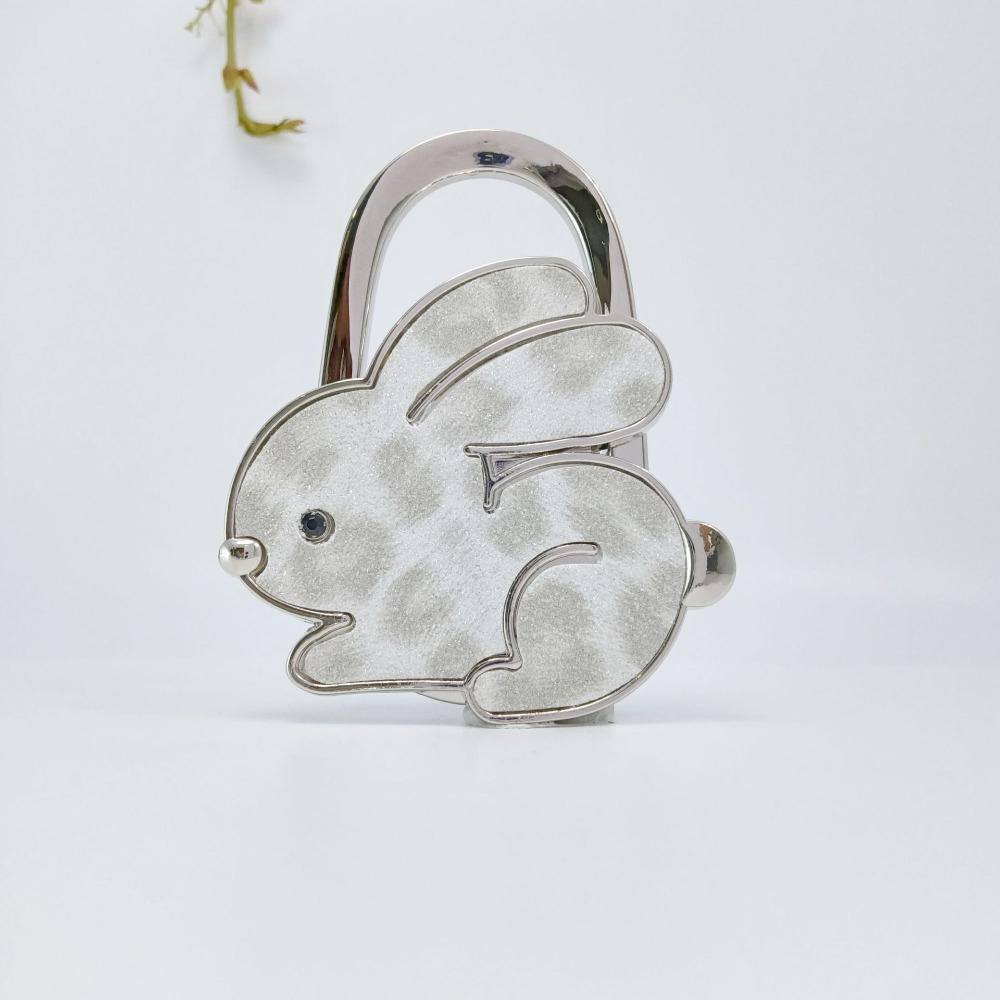 Rabbit Design Adhesive-Free Hooks Foldable Structure Cartoon Purse Hanger Portable Durable Handbag Hook for Women