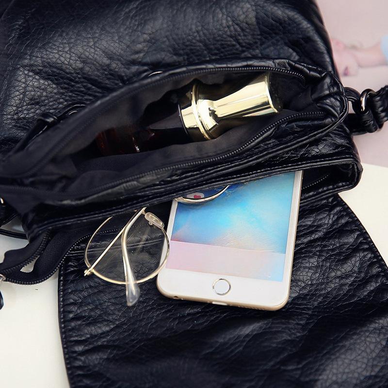 Новая женская двухслойная женская сумка из мытой кожи — фото 5