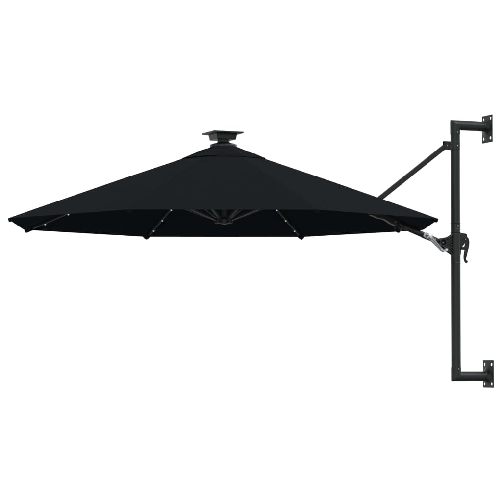 Wall Mounted Sun Umbrella with LEDs 300 Cm Black
