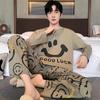 Men's Pyjamas Collection Fall and Winter Plaid Solid Color Student Pyjamas, Home Wear, Tops and Pants, Pyjamas, Loungewear