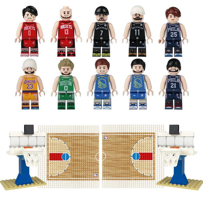 Set da Pallacanestro Blocchi da Costruzione Canestro da Pallacanestro Base per Campo da Pallacanestro Giocattolo a Particelle Piccole Sacchetto